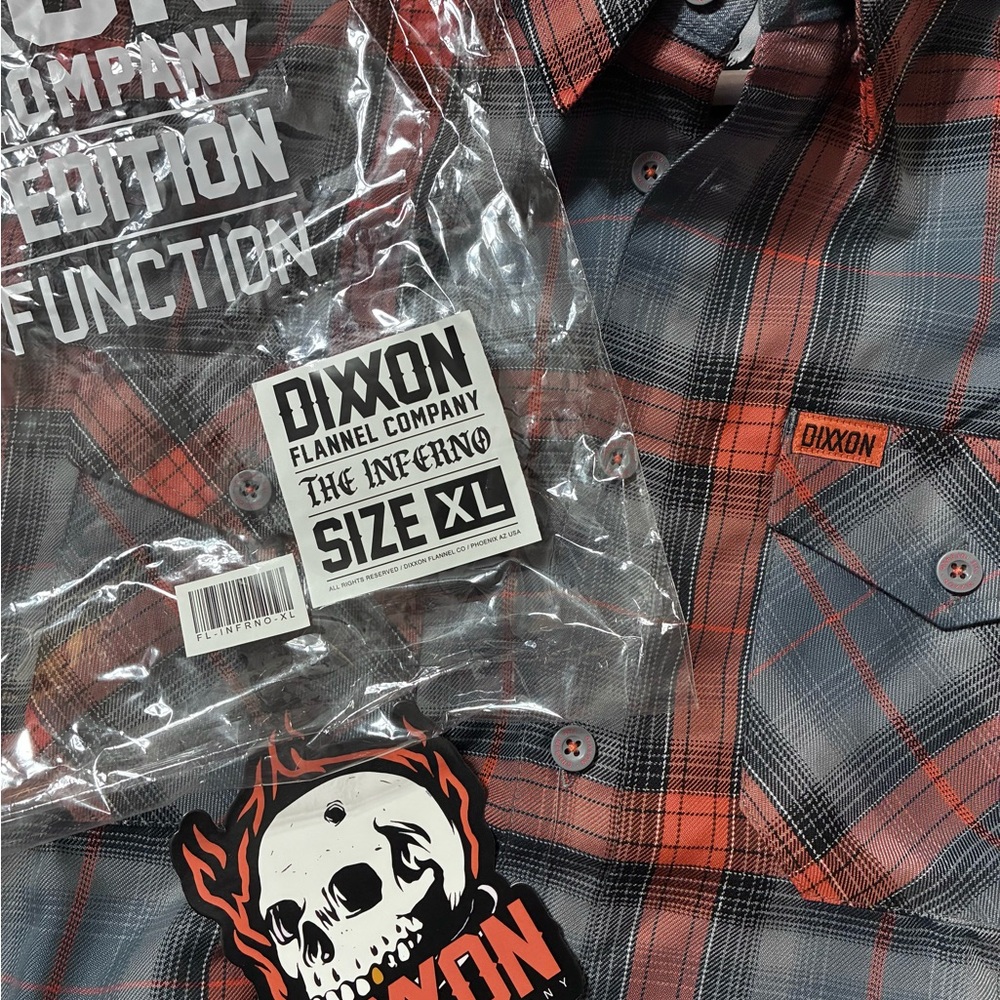 DIXXON Inferno Mens XL Flannel, Brand New with bag and tag.
